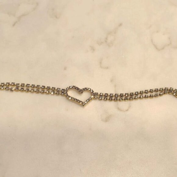 Heart Crystal Tennis Bracelet – Gold Tone - Picture 5 of 5